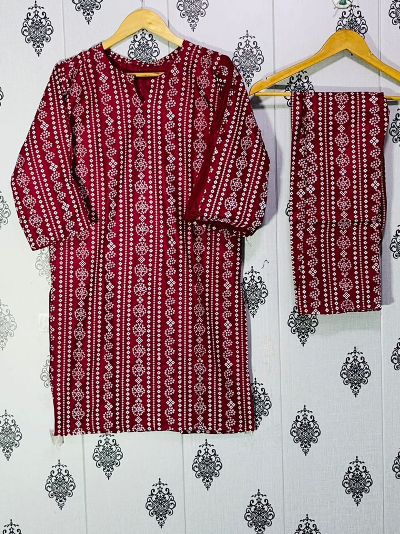 Chunri Print 2pc Dress Stuff: Linen Print For Girls DRESS JJ WHOLESALE JJ WHOLESALE